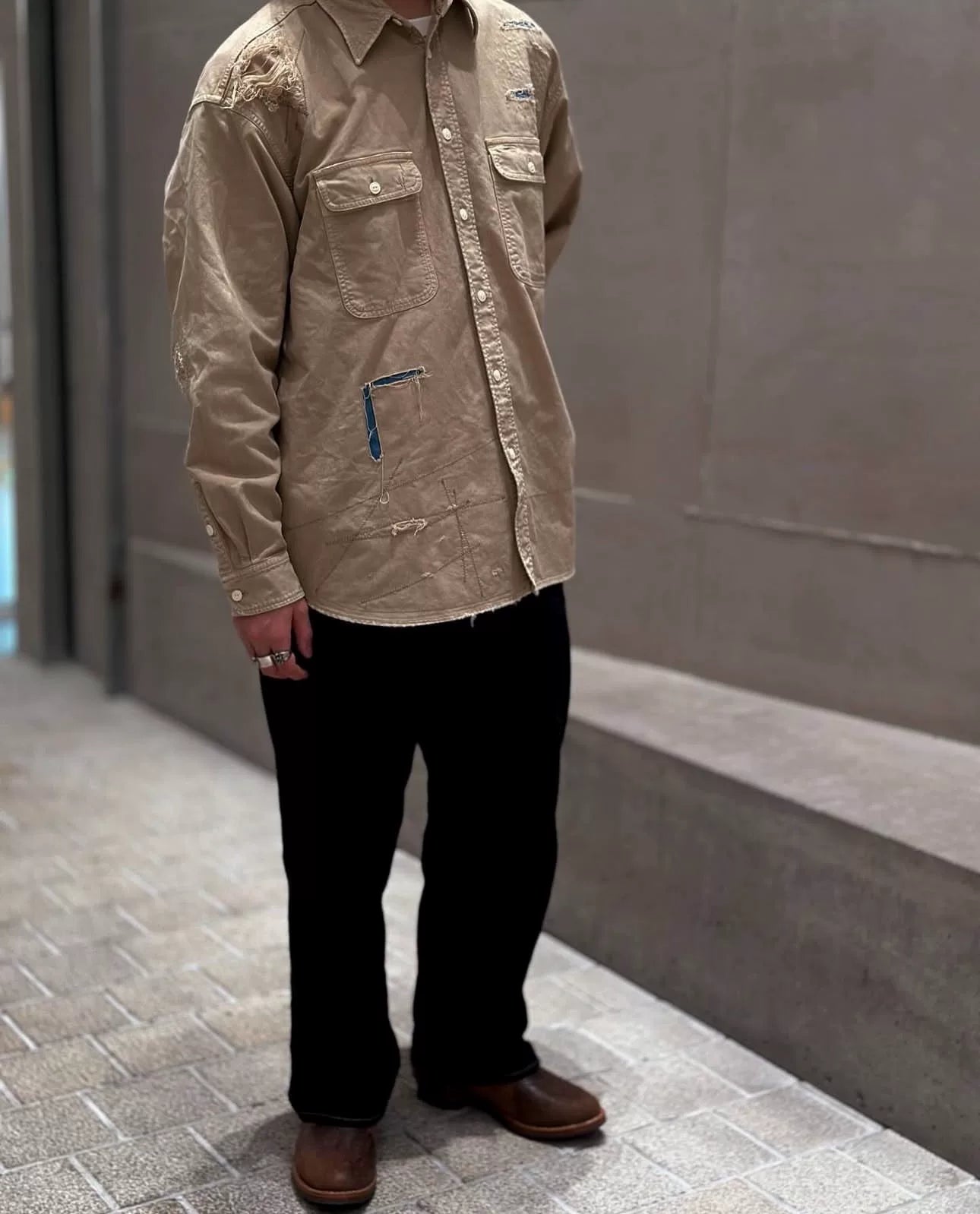 visvim grand crash distressed shirt