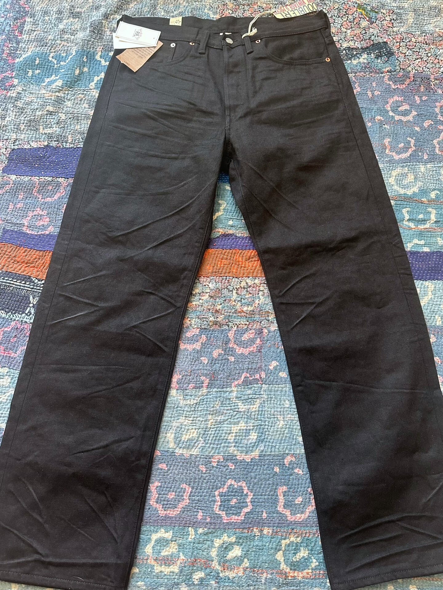 rrl vintage distressed five-pocket jeans