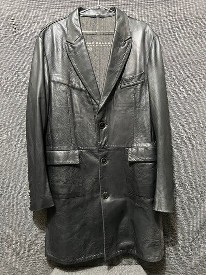 dark leather overcoat by isaac sellam experience