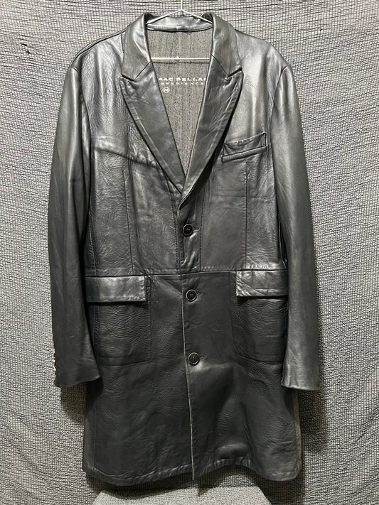 dark leather overcoat by isaac sellam experience