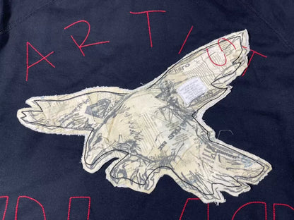 greg lauren hooded sweatshirt in black