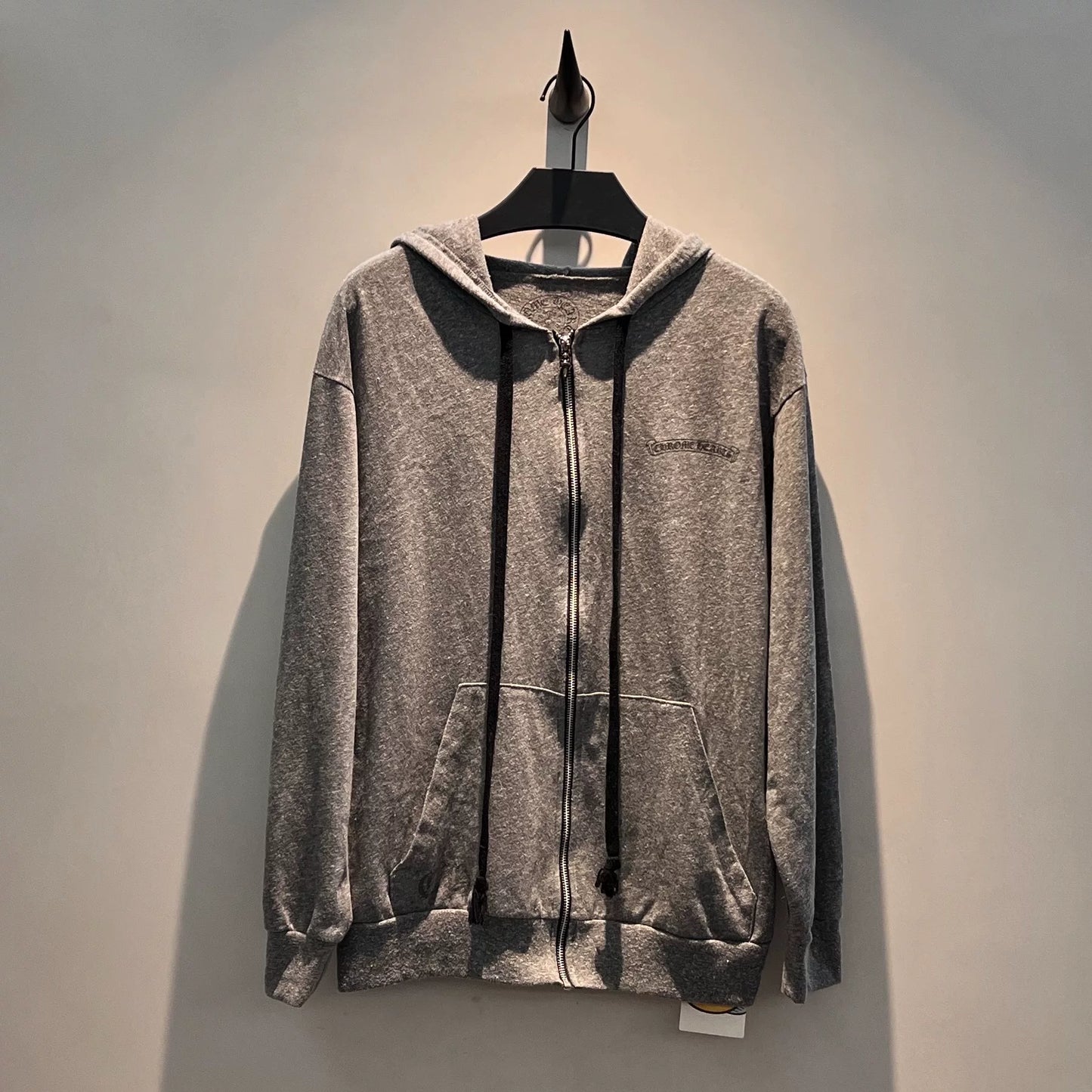 chrome hearts gray zip-up hoodie