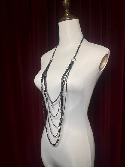 adjustable black cross necklace with charms