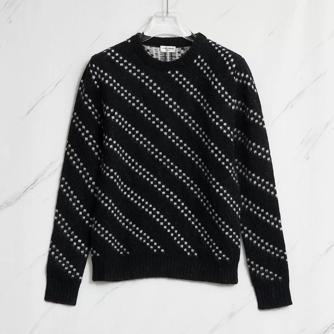 Saint Laurent Men's Checked Jacquard Sweater