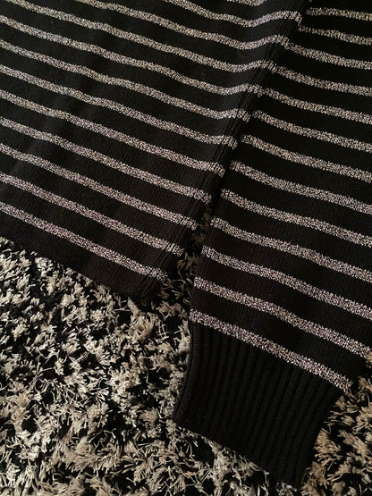Saint Laurent Men's Silver Stripe Wool Sweater