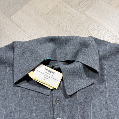 Thom Browne Striped Button Long Sleeve Polo
