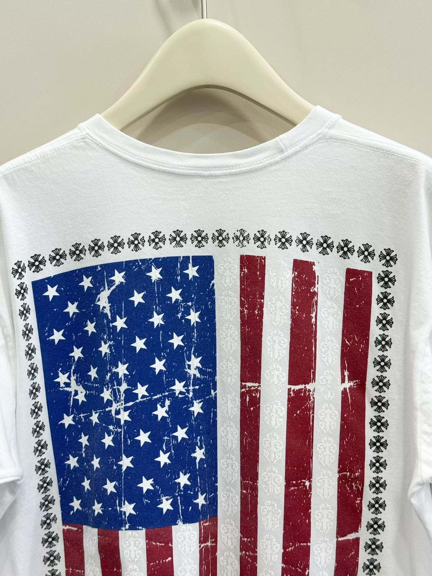 chrome hearts white flag short sleeve t-shirt