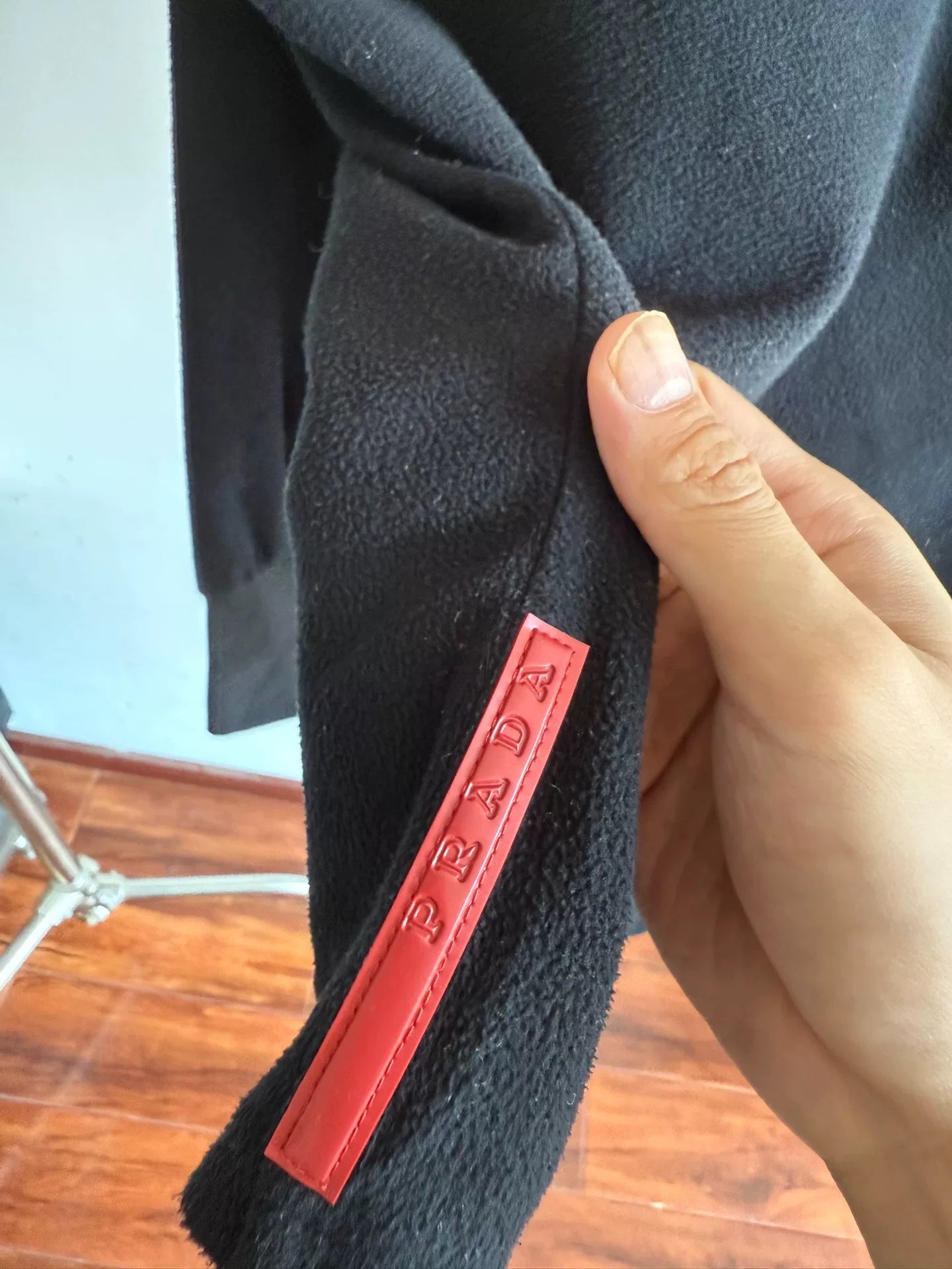 Prada Fleece Hoodie with Red Logo