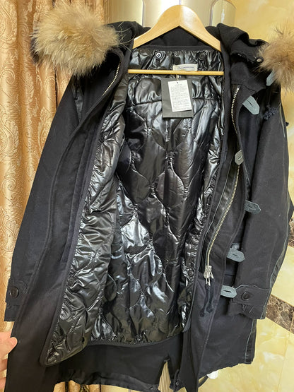 long cotton coat with removable lining