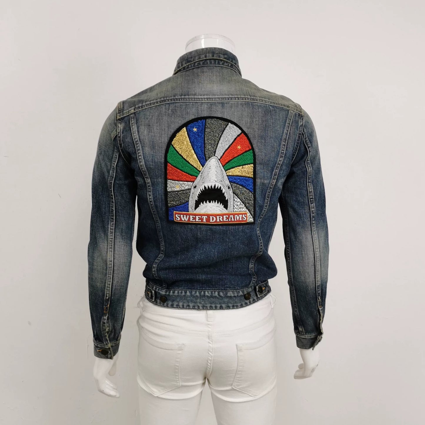 Saint Laurent Shark Embroidery Denim Jacket
