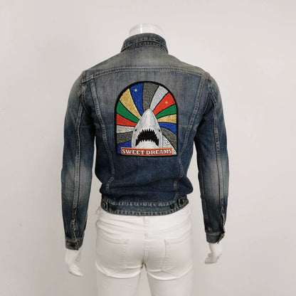 Saint Laurent Shark Embroidery Denim Jacket