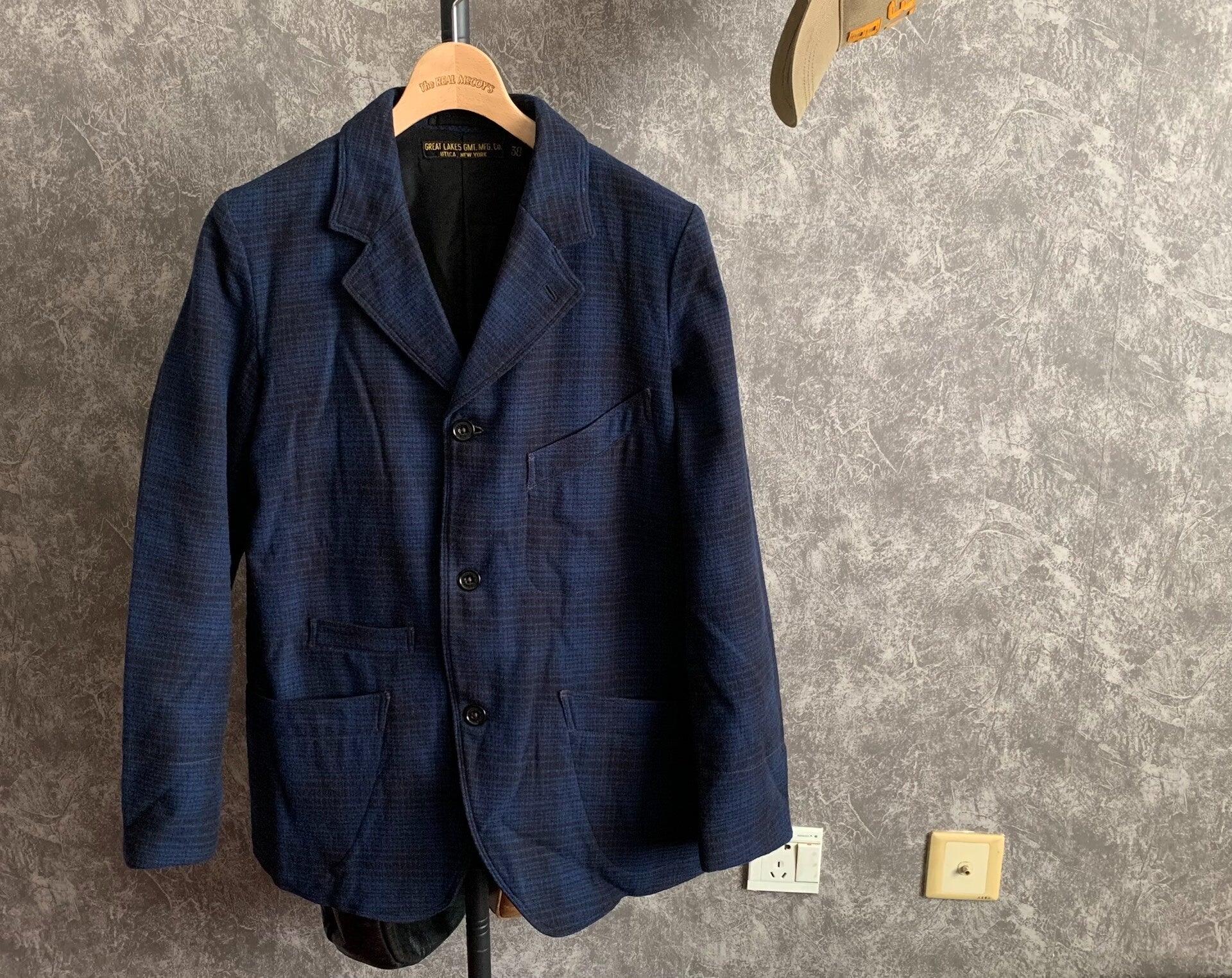classic blue check blazer size 38