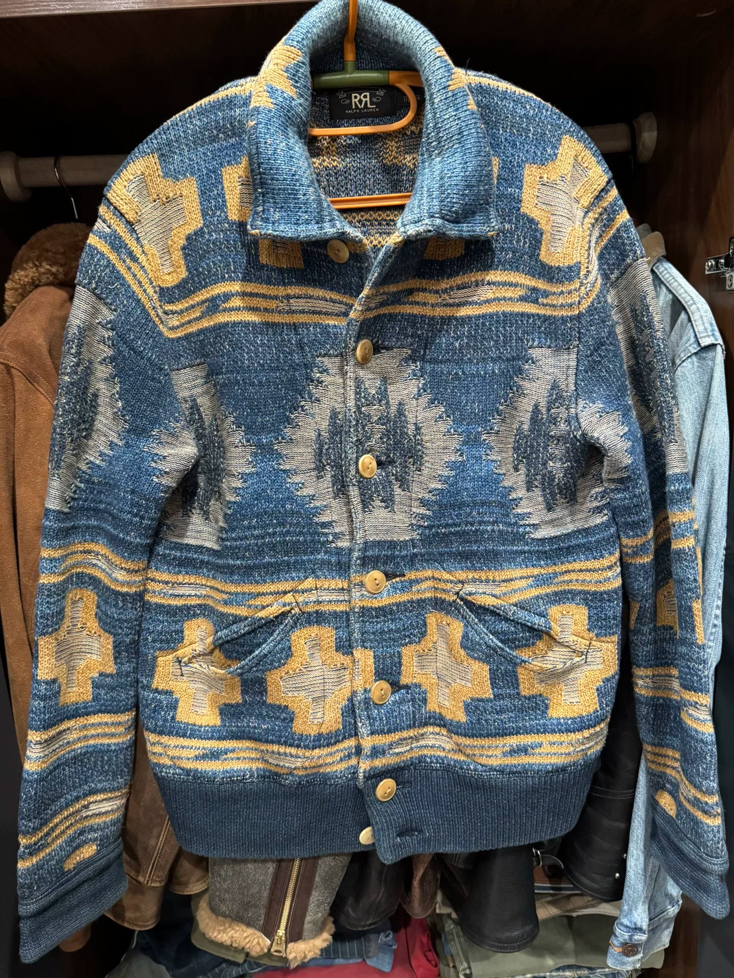 rrl ralph lauren southwestern knit cardigan