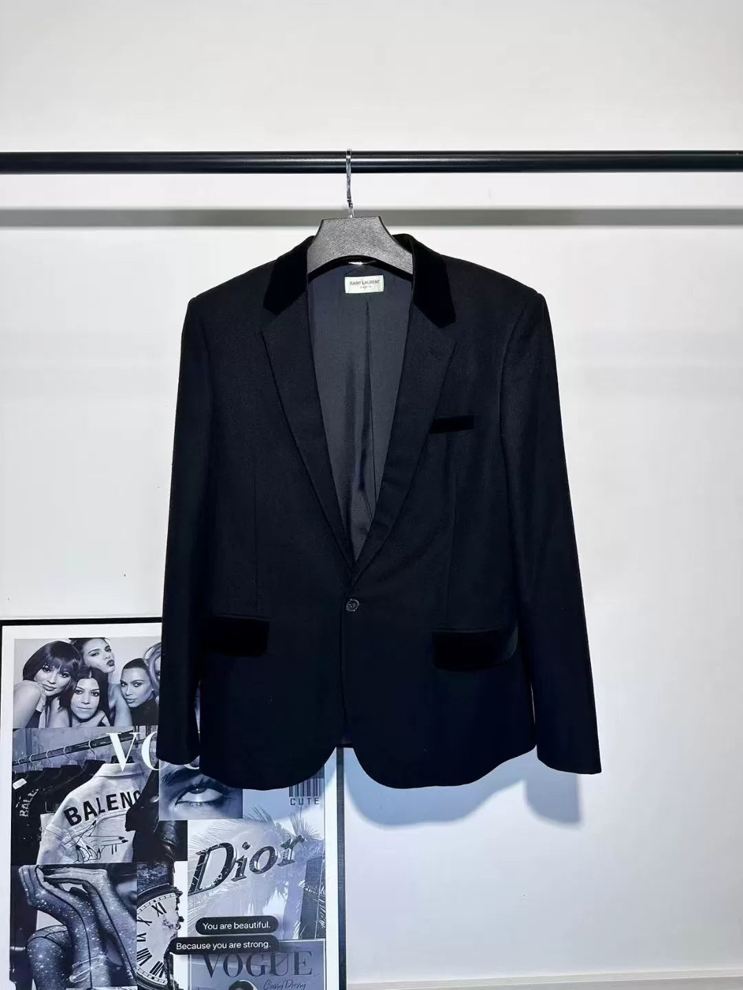 Saint Laurent Black Velvet Lapel Blazer