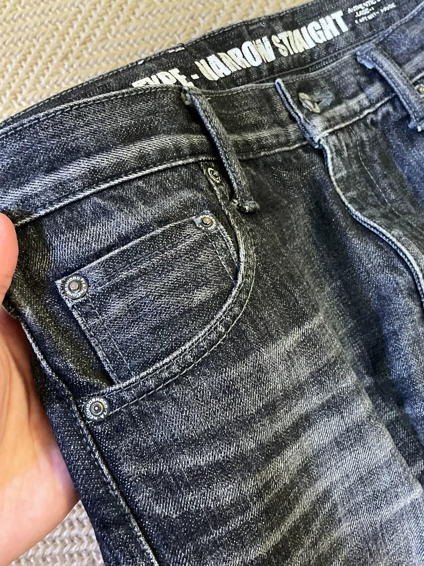 neighborhood black wash denim pants