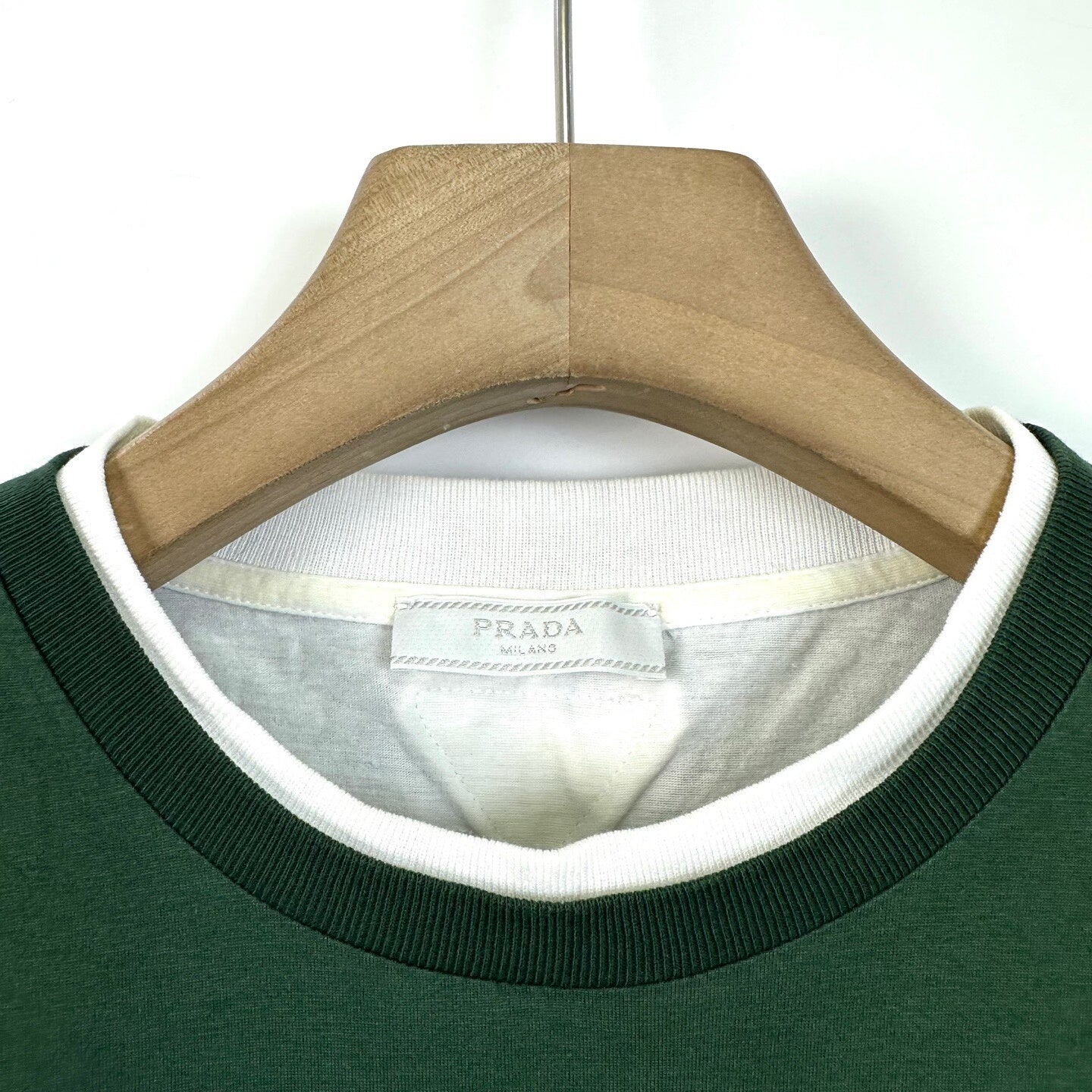Prada 2024 SS Green Fake Two-Piece Short Sleeve