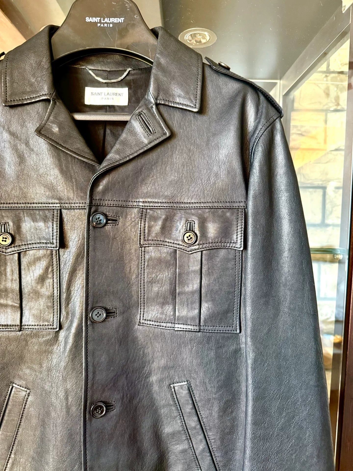 saint laurent lambskin leather hunting jacket