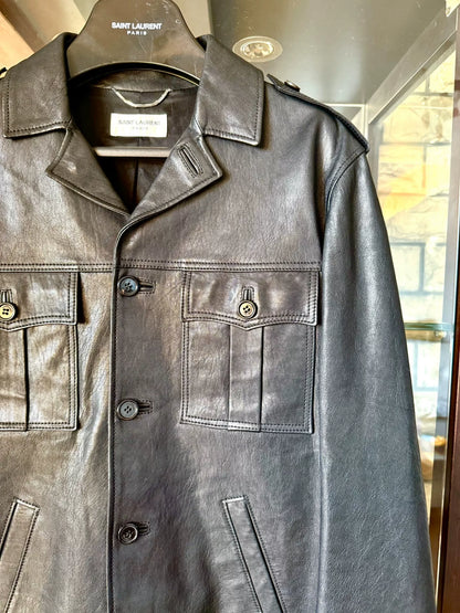 saint laurent lambskin leather hunting jacket