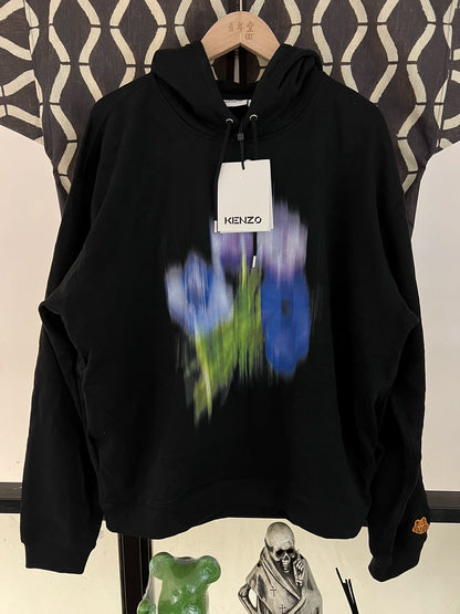kenzo black hoodie with floral design