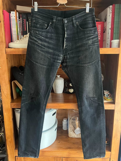 classic black denim jeans with red selvedge