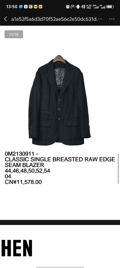 Ziggy Chen 21AW Black Distressed Wool Blazer