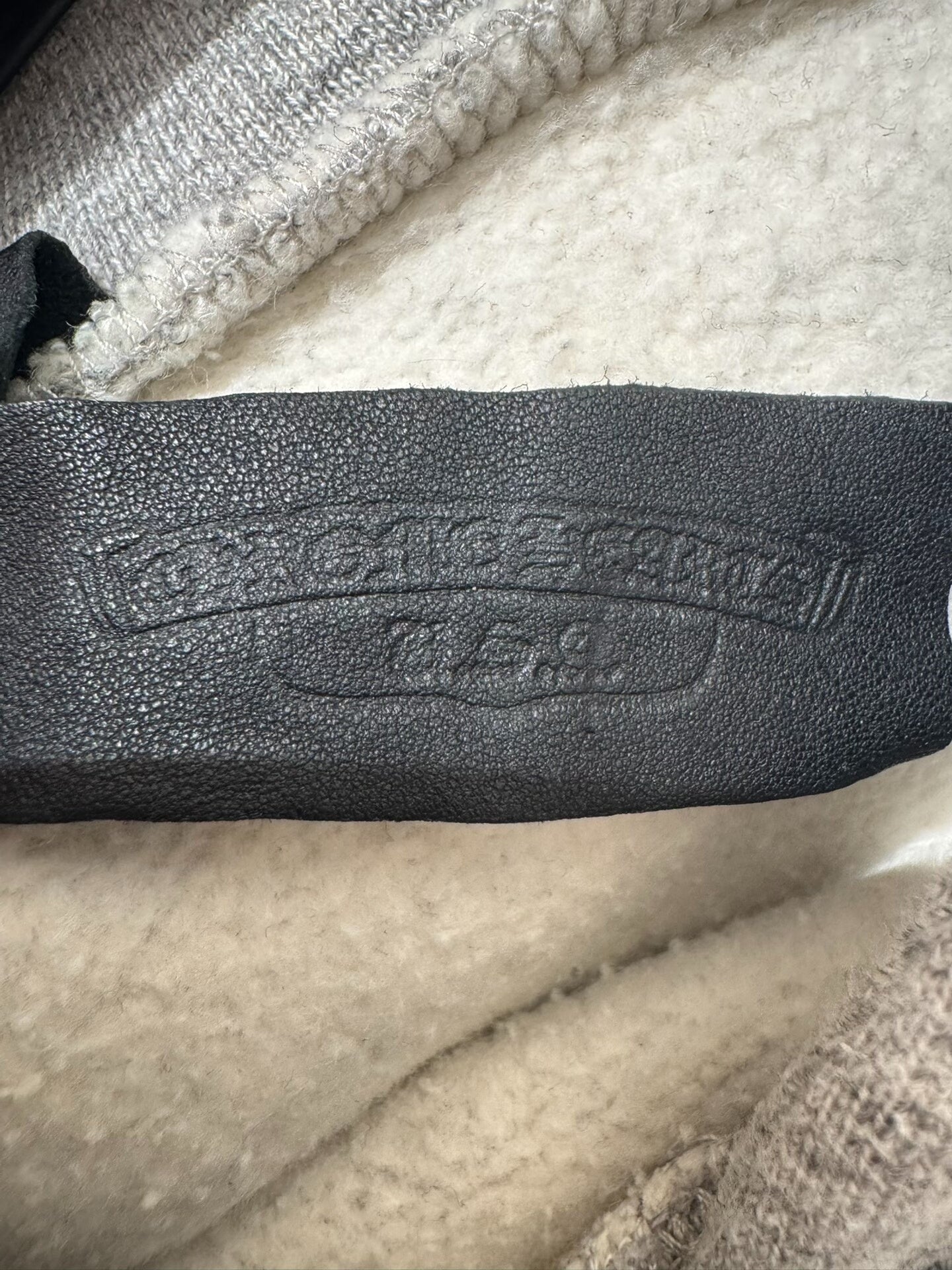 gray chrome hearts hoodie with cross detail