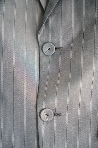 gray striped suit by Jean Paul Gaultier