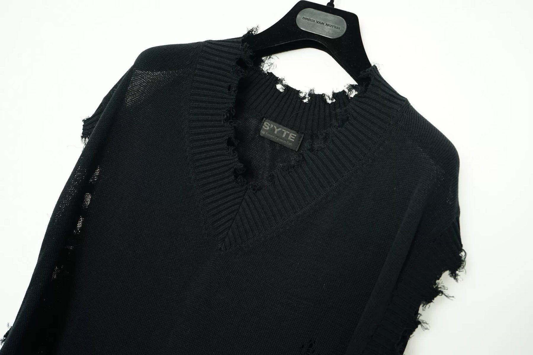 Yohji Yamamoto Loose Distressed V-Neck Knit