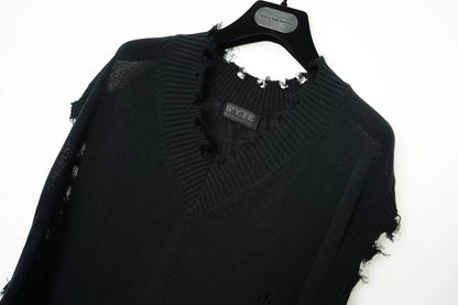 Yohji Yamamoto Loose Distressed V-Neck Knit