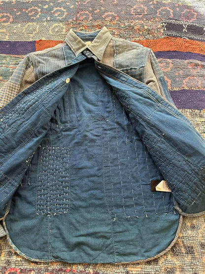 rrl blue dye patchwork shirt S size