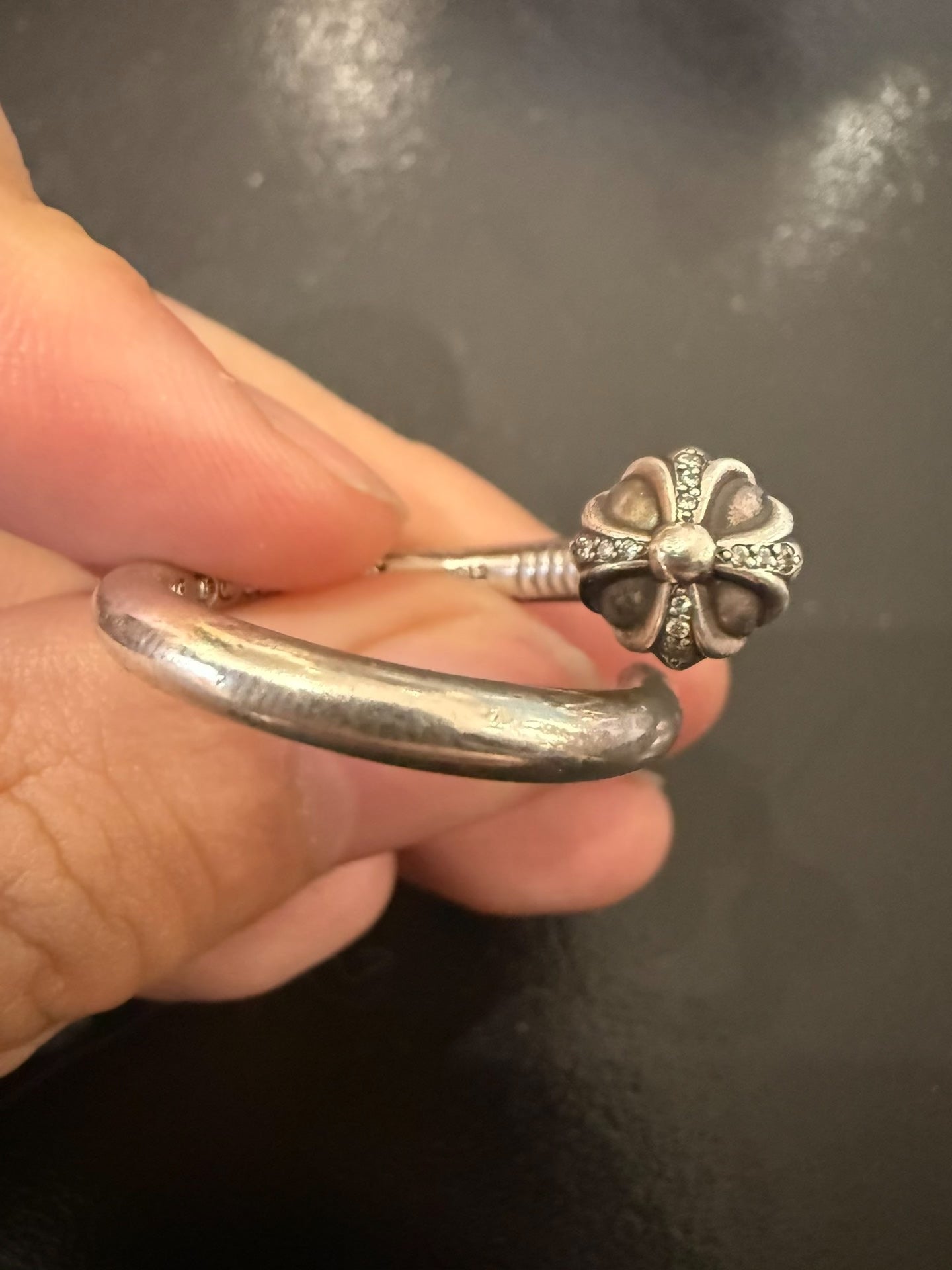 Chrome Hearts Silver Diamond Nail Ring