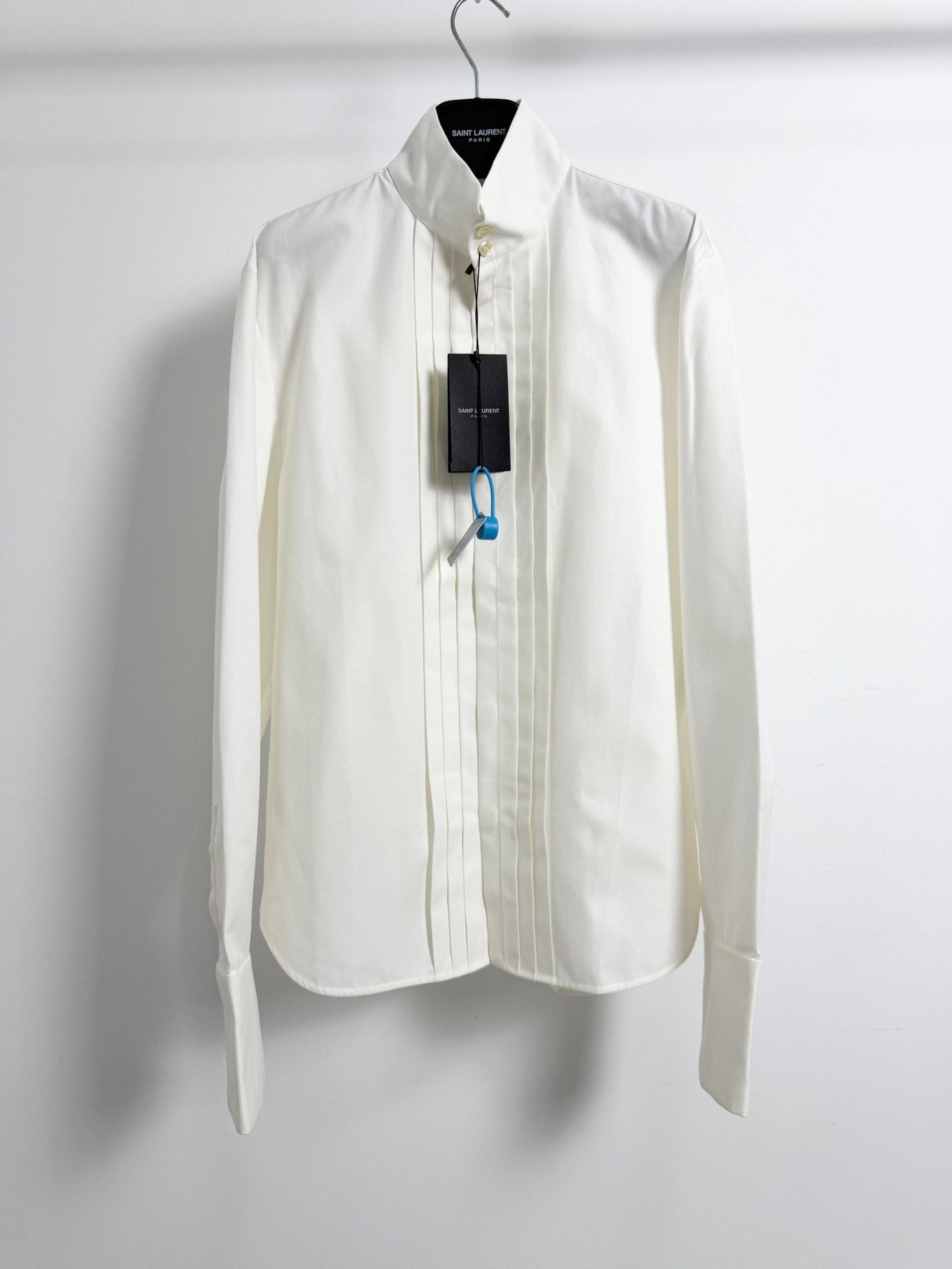 Saint Laurent White Pleated Dress Shirt