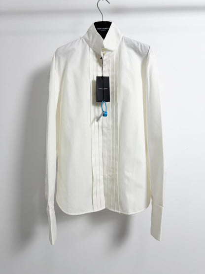 Saint Laurent White Pleated Dress Shirt