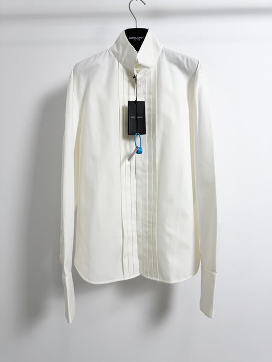 Saint Laurent White Pleated Dress Shirt