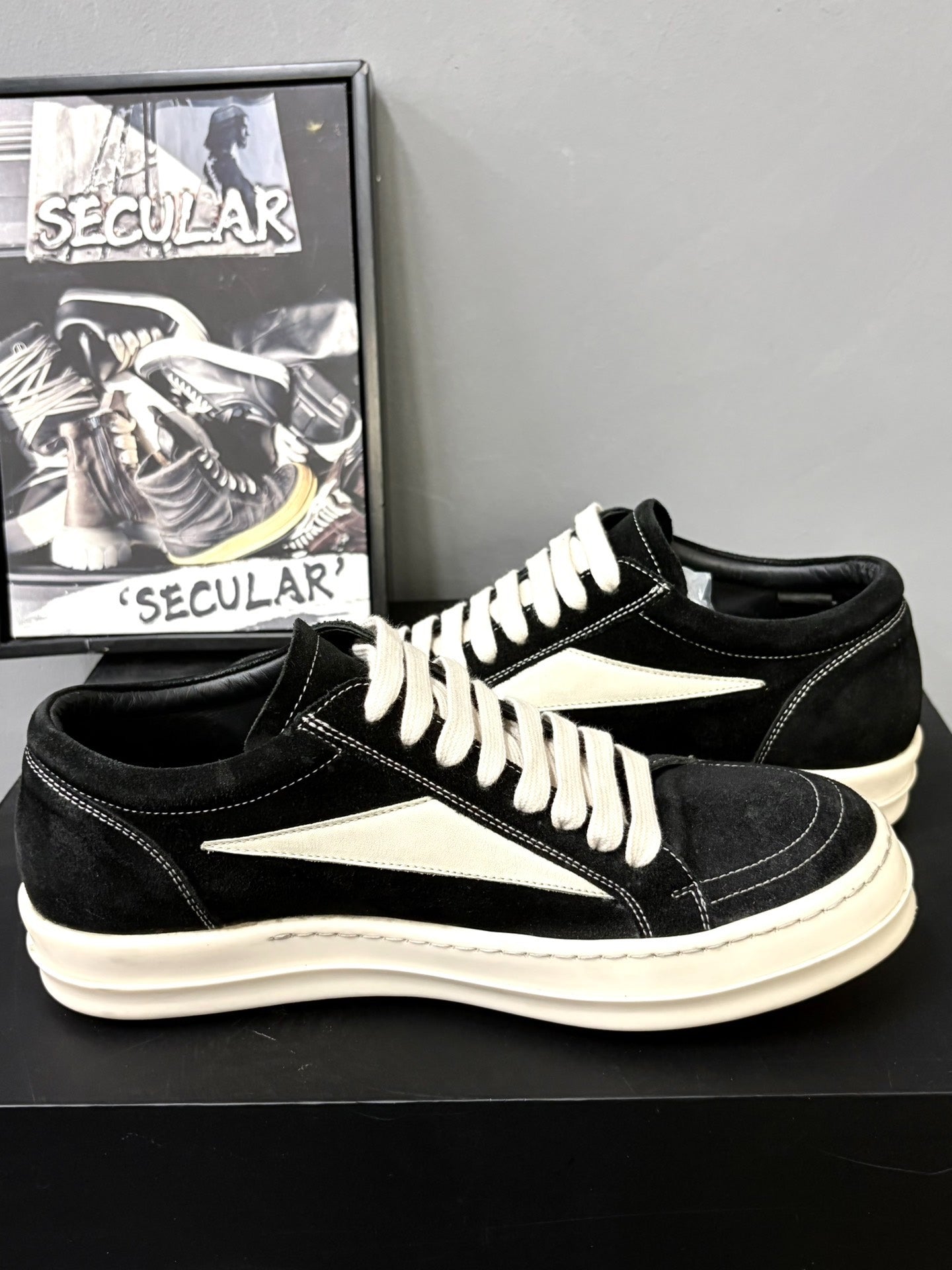 Rick Owens Main Line Black Suede Sneakers 41