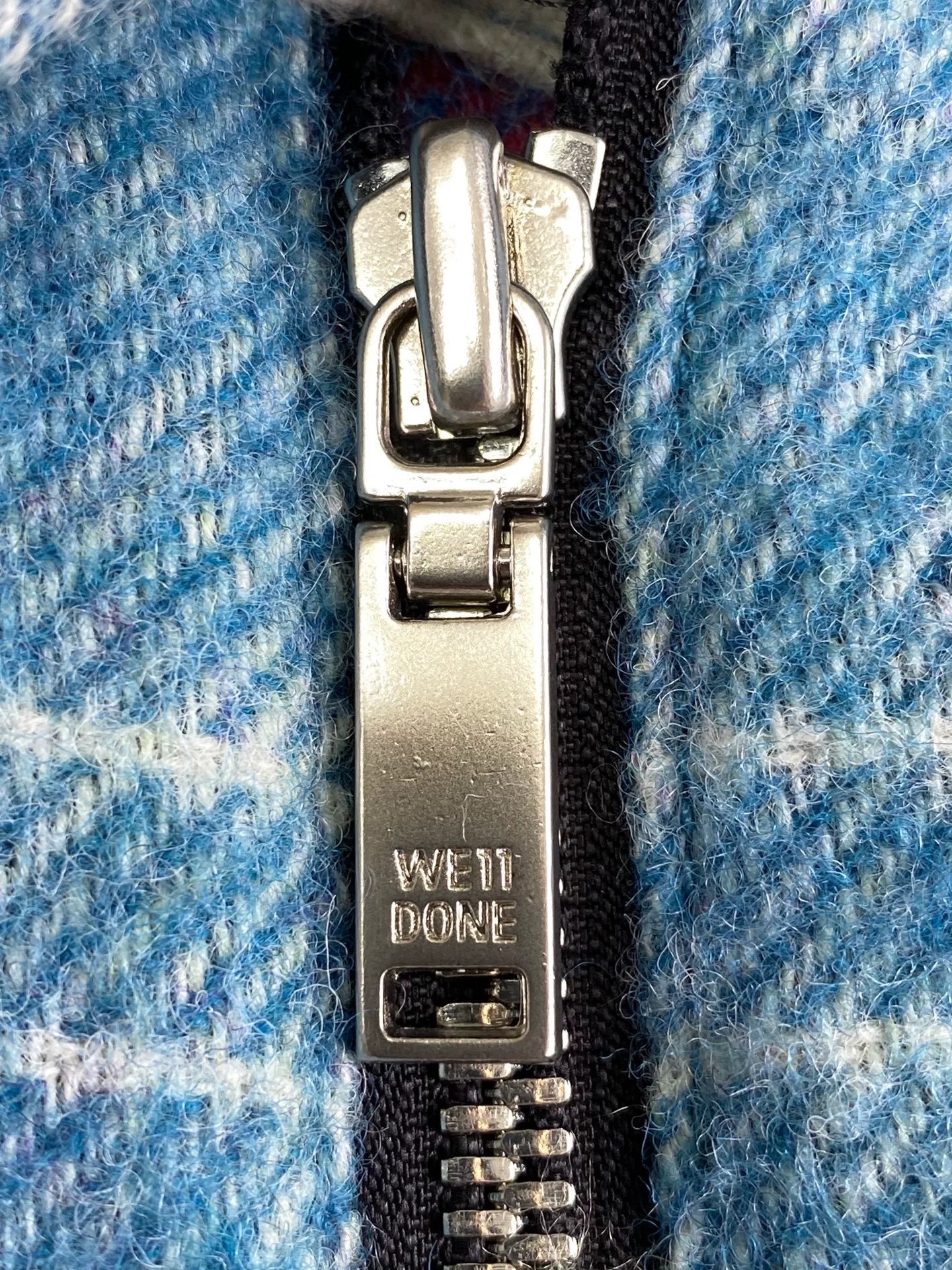 we11done plaid fleece half-zip jacket