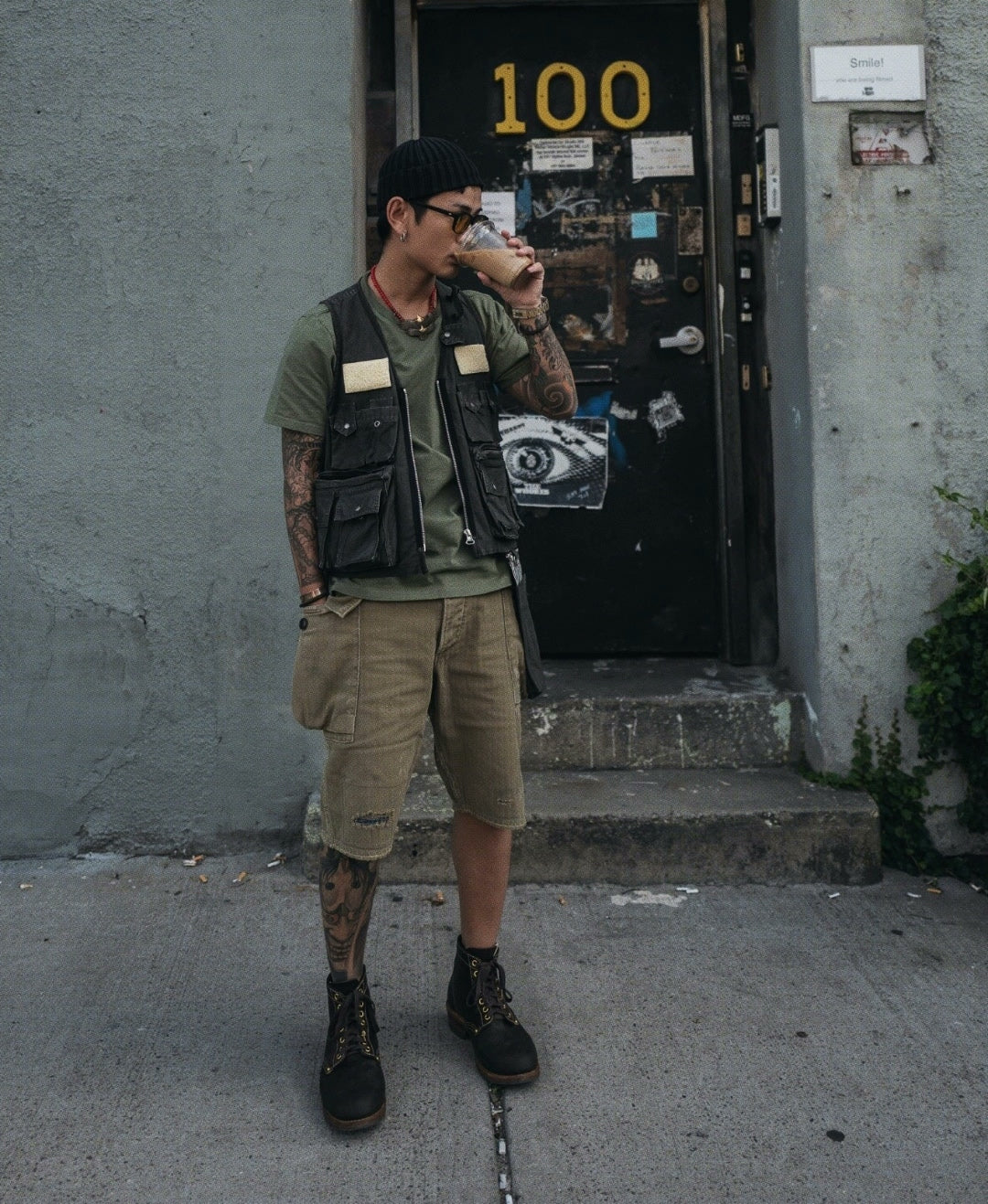 visvim pilar fisherman vest in green