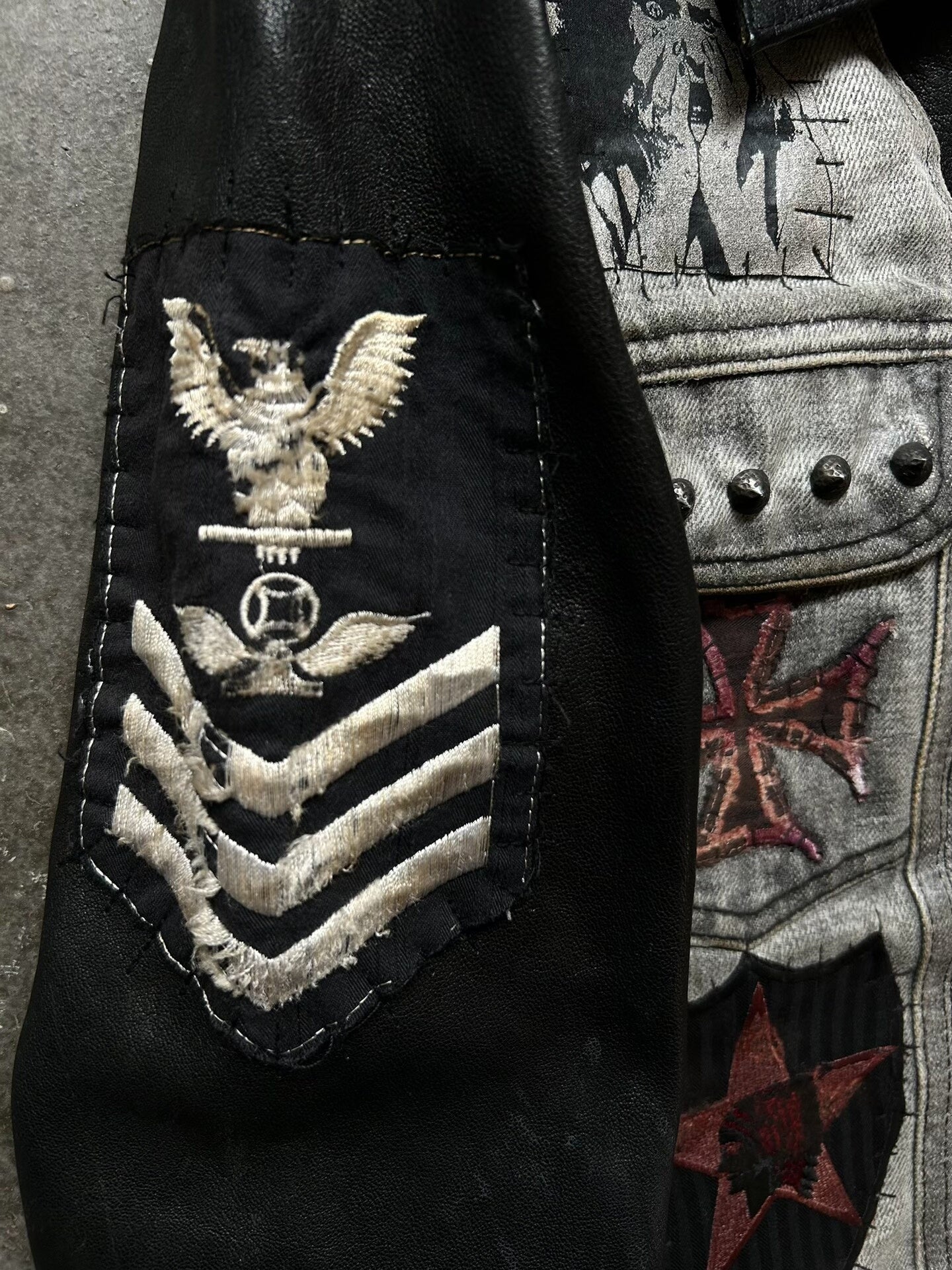 diamond dogs patchwork leather jacket