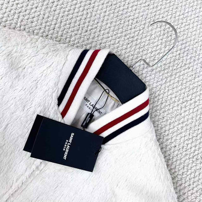 Saint Laurent White Teddy Baseball Jacket