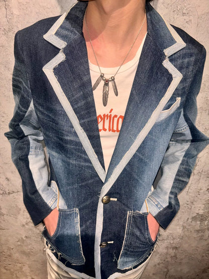 denim blazer with modern design features