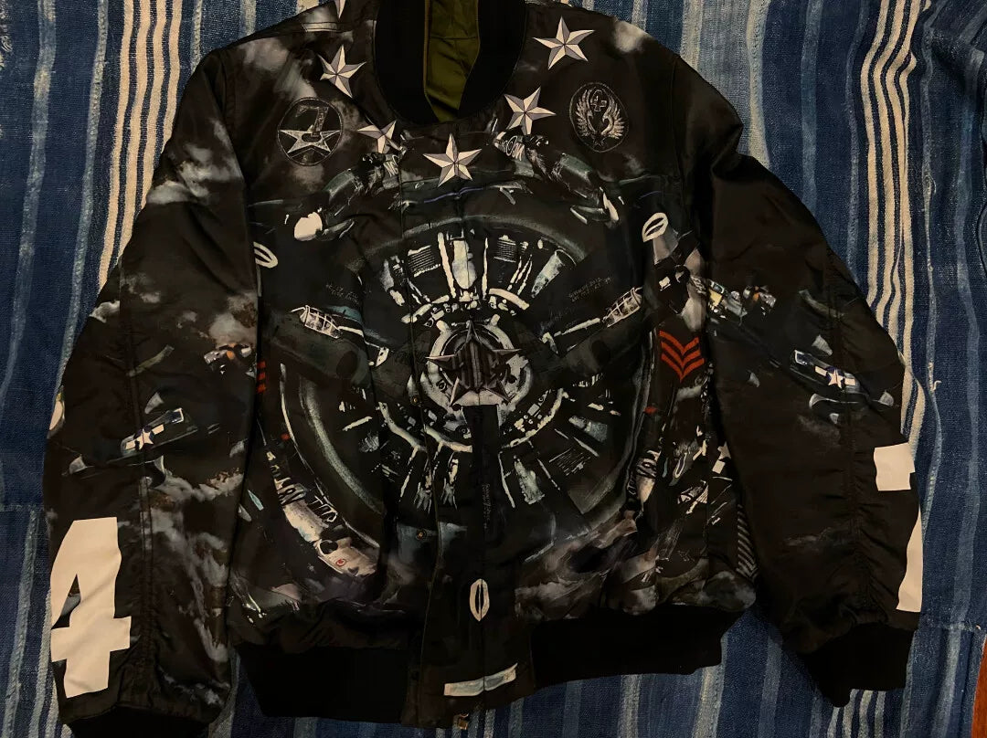givenchy bomber jacket with aviation print