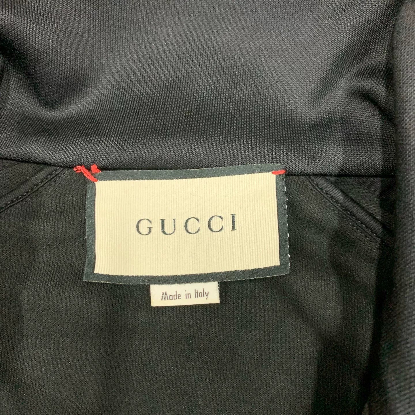 gucci black logo jacket with side stripes