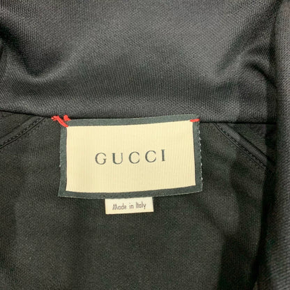gucci black logo jacket with side stripes