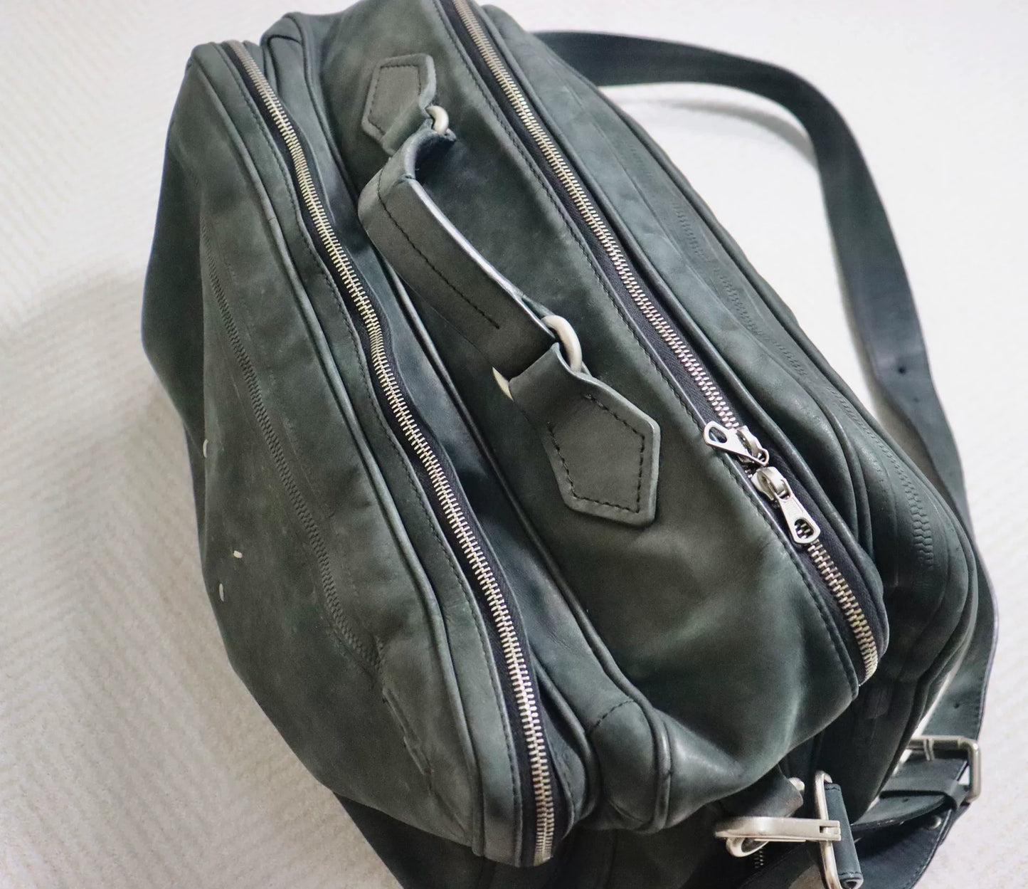 maison margiela black leather messenger bag