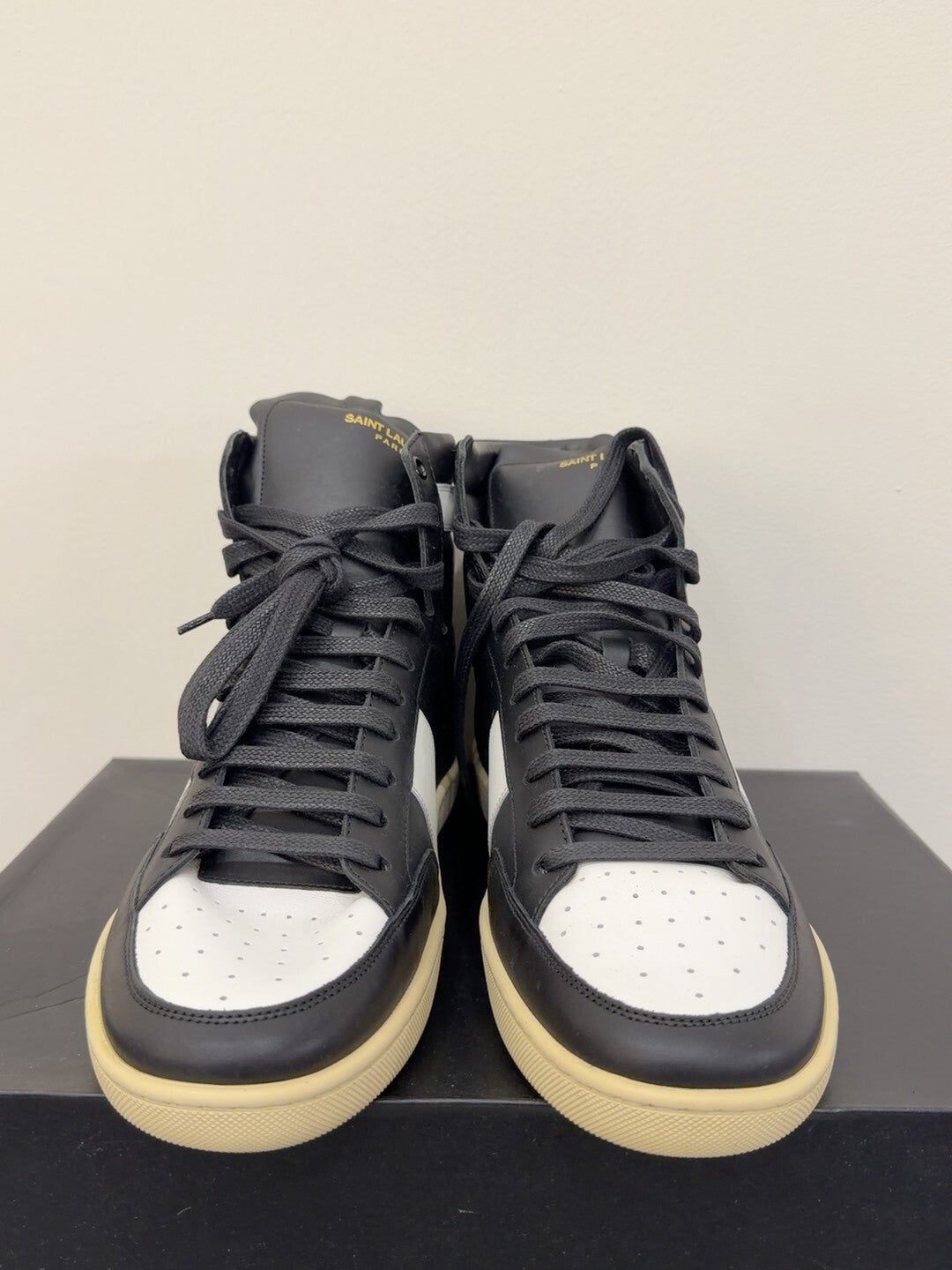 Saint Laurent Black and White High-Top Sneakers