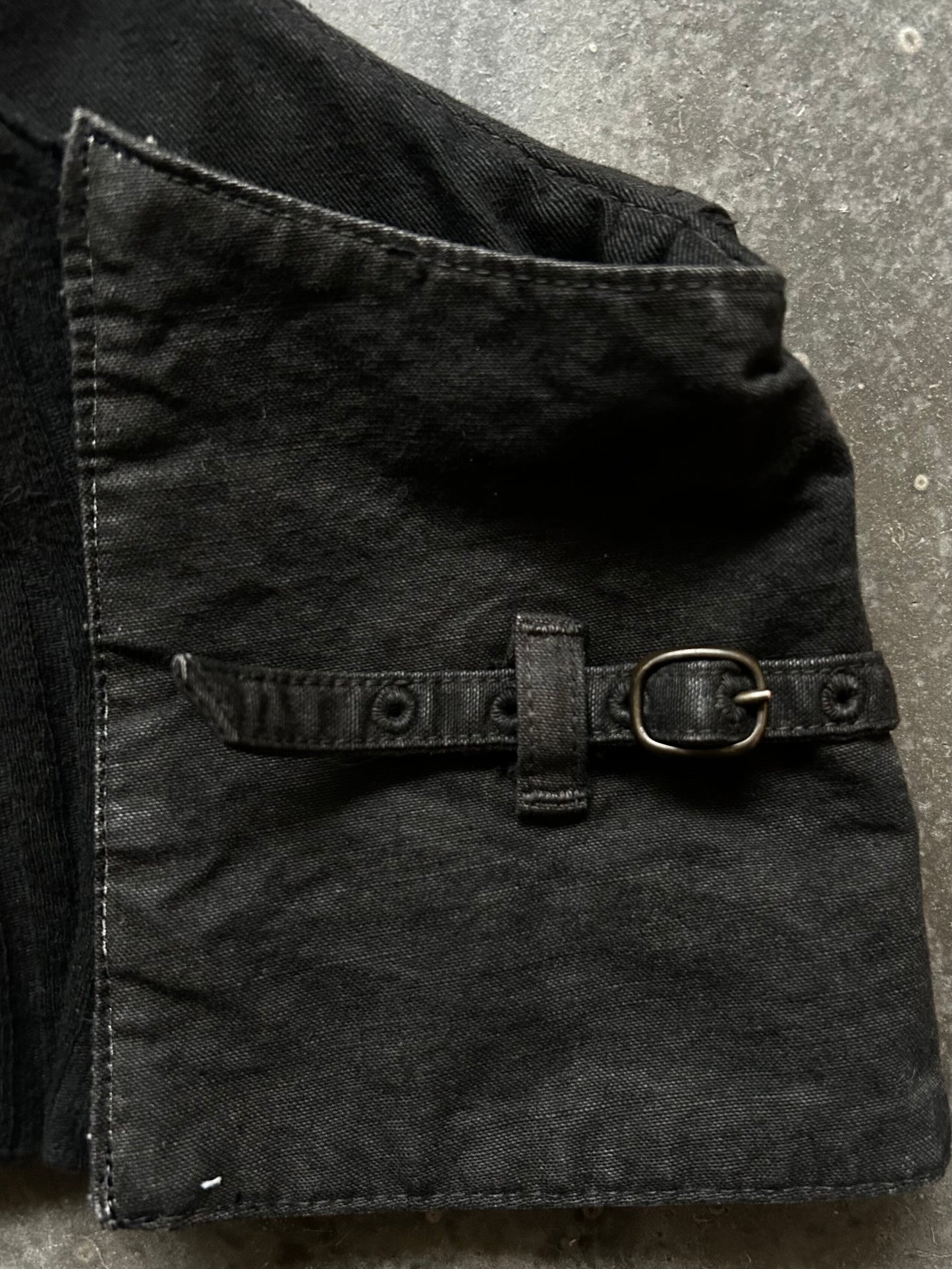 black denim vest with unique design