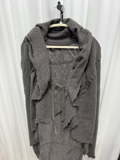 stylish gray wool cape with drawstring