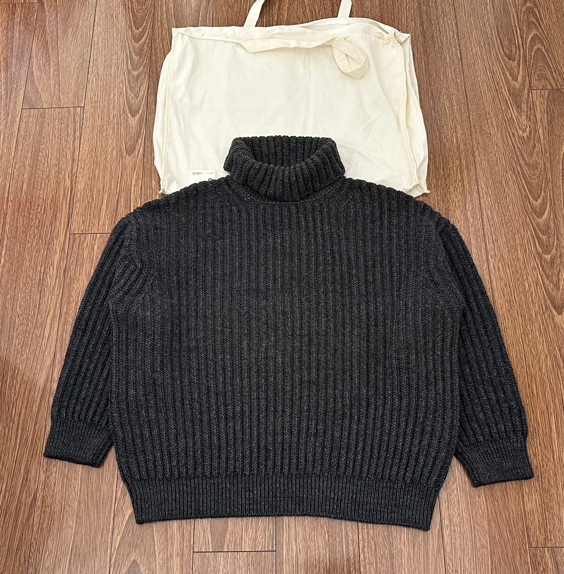 visvim amplus turtleneck knit sweater in charcoal
