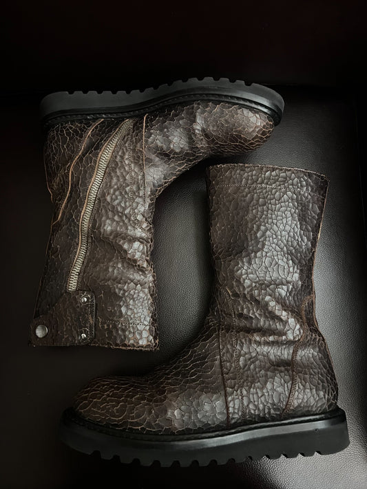Rick Owens Cracked Leather Military Boots