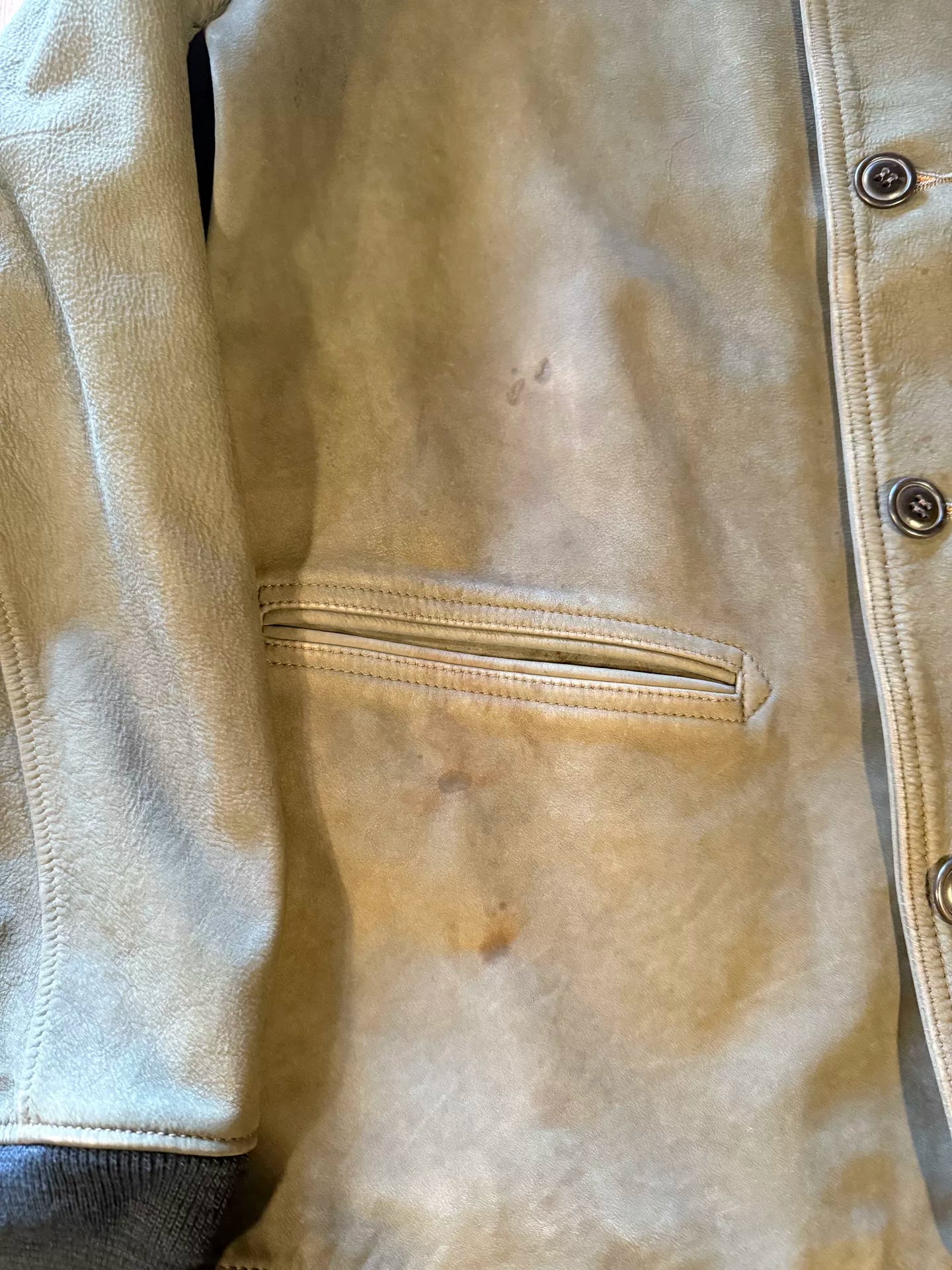 RRL Baseball Collar Brakeman Leather Jacket